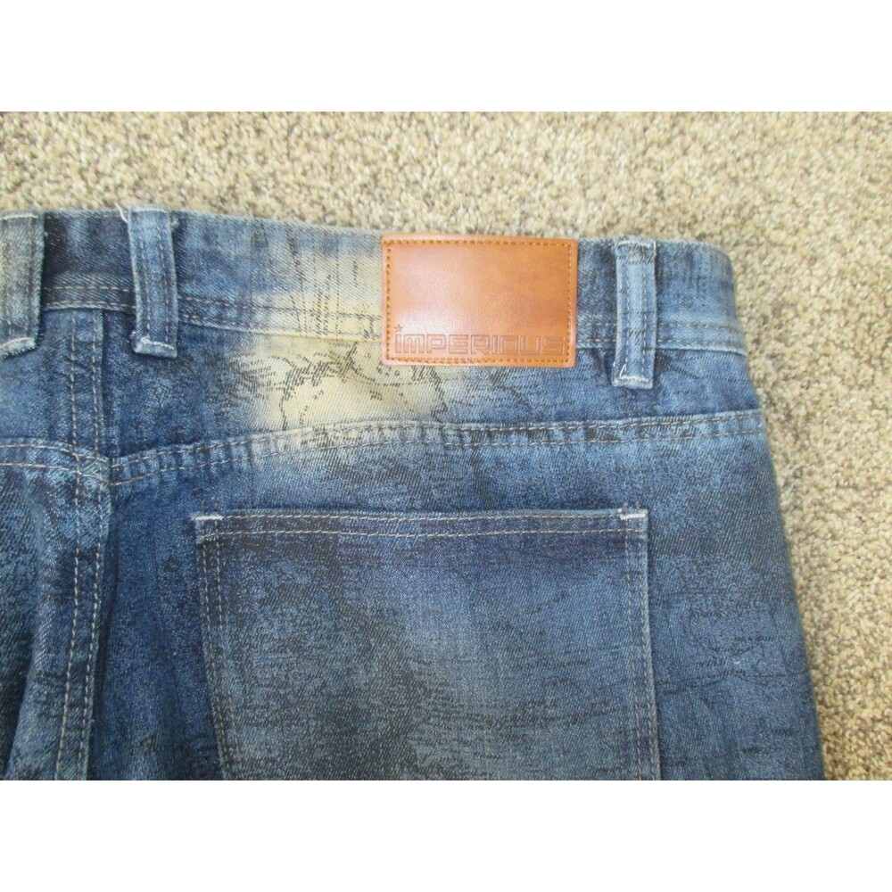 imperious Delf Jeans Mens Vintage 40x31 Baggy Wide Leg Y2k City Map - Picture 5 of 7